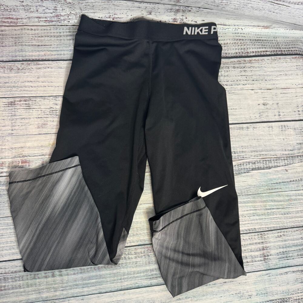 Nike Pro Compression Athletic Crop Black Leggings Pants Sm